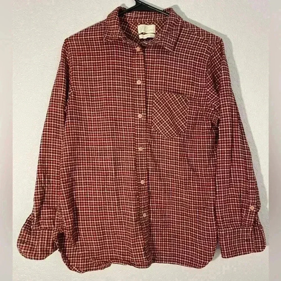 J CREW Flannel Plaid Shirt Size Small Pink Brown Button Down - Picture 2 of 6